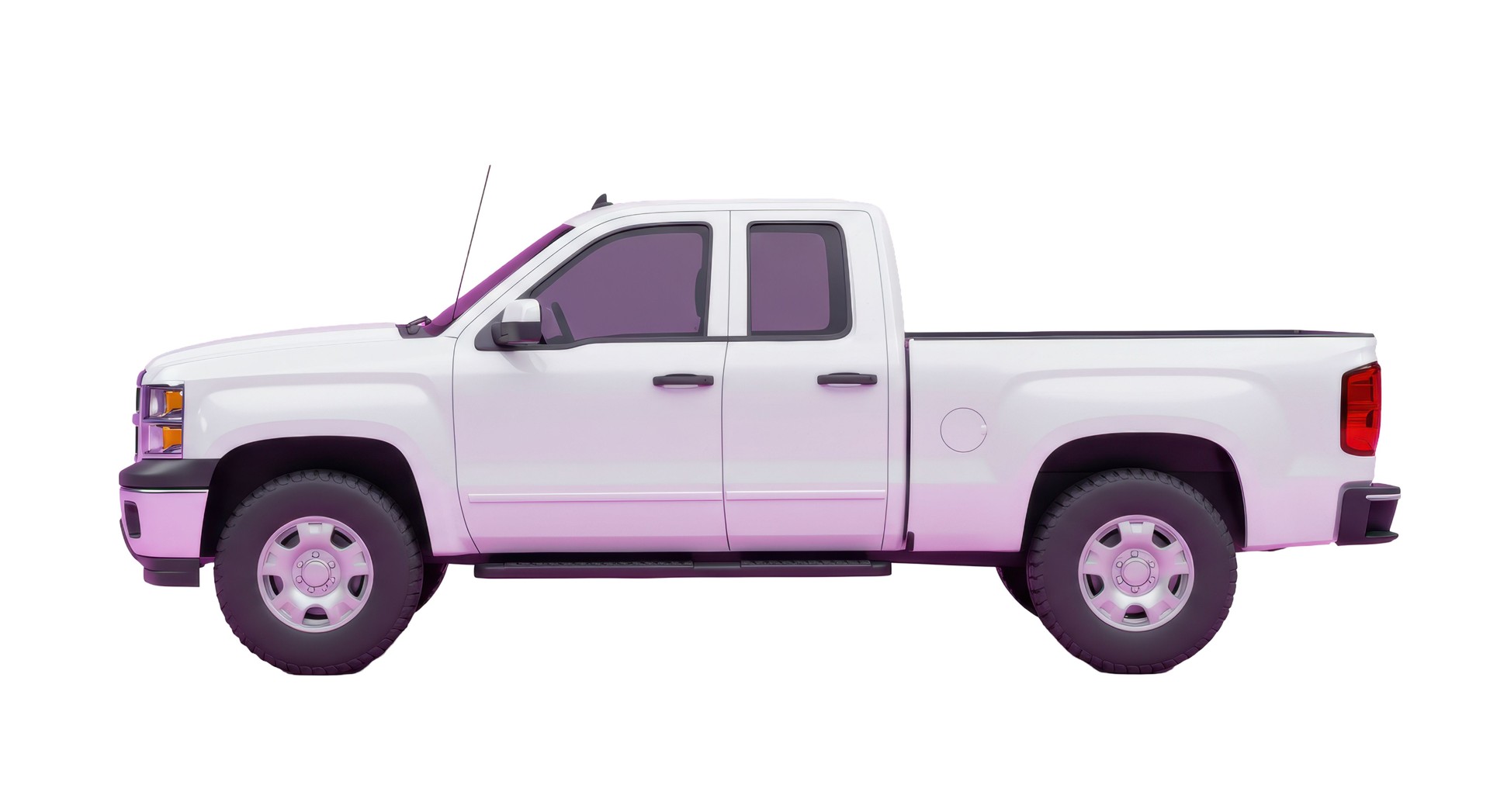 Isolated Clean White Pickup Truck Profile